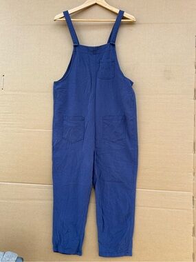 Zanzea Straight Legs Dungarees Navy Blue Cotton Small Women’s Slouchy Lagenlook